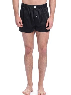 Lilysilk Men's Black Silk Boxers with Elastic Waistband Size L Luxury